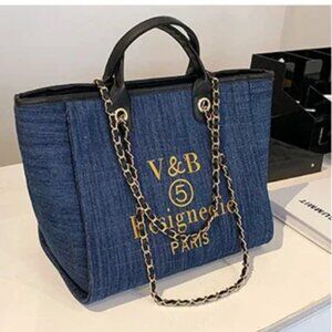 SALE:  NWT: Dark Denim  Blue  V&B Paris Tote Bag.....STUNNING
